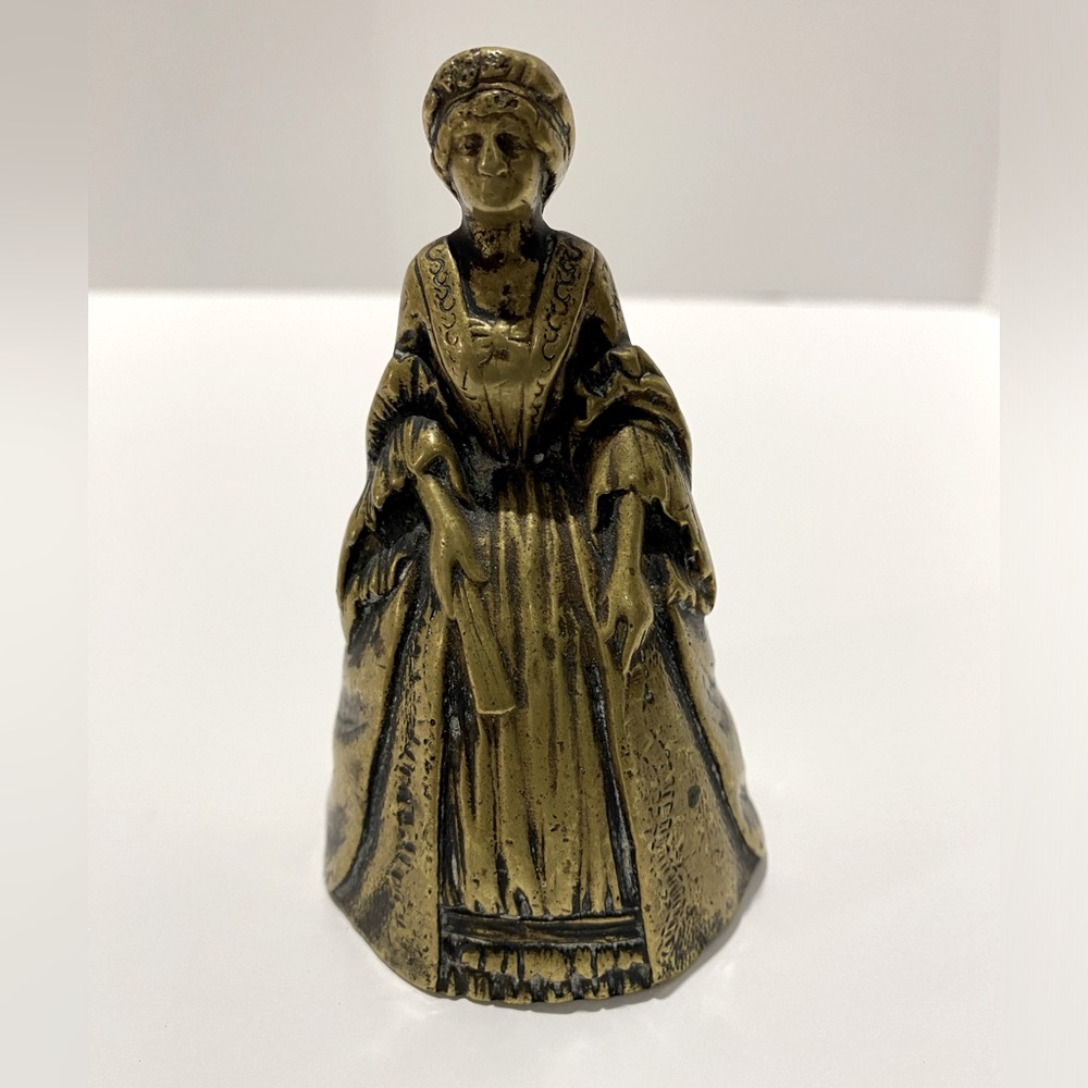 Antique Brass Bell Martha Washington Lady Depose Belgium 4"